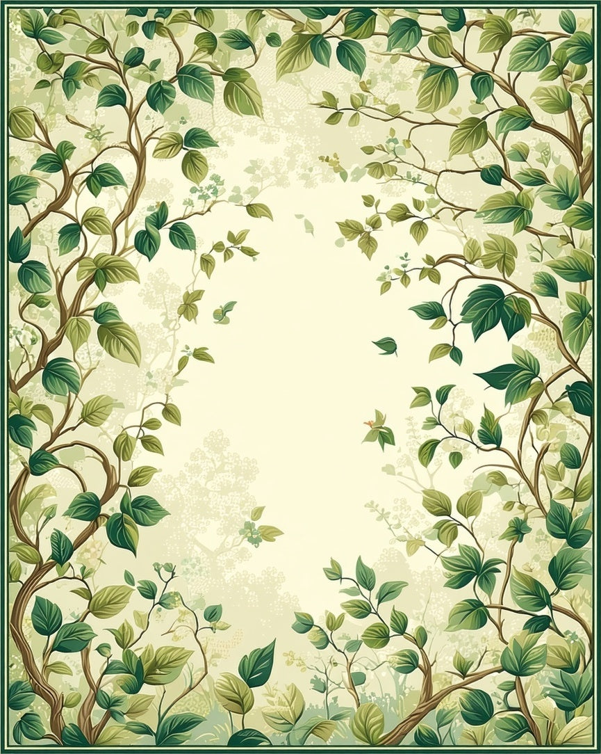 Vine And Leaf Patterned Garden Rug