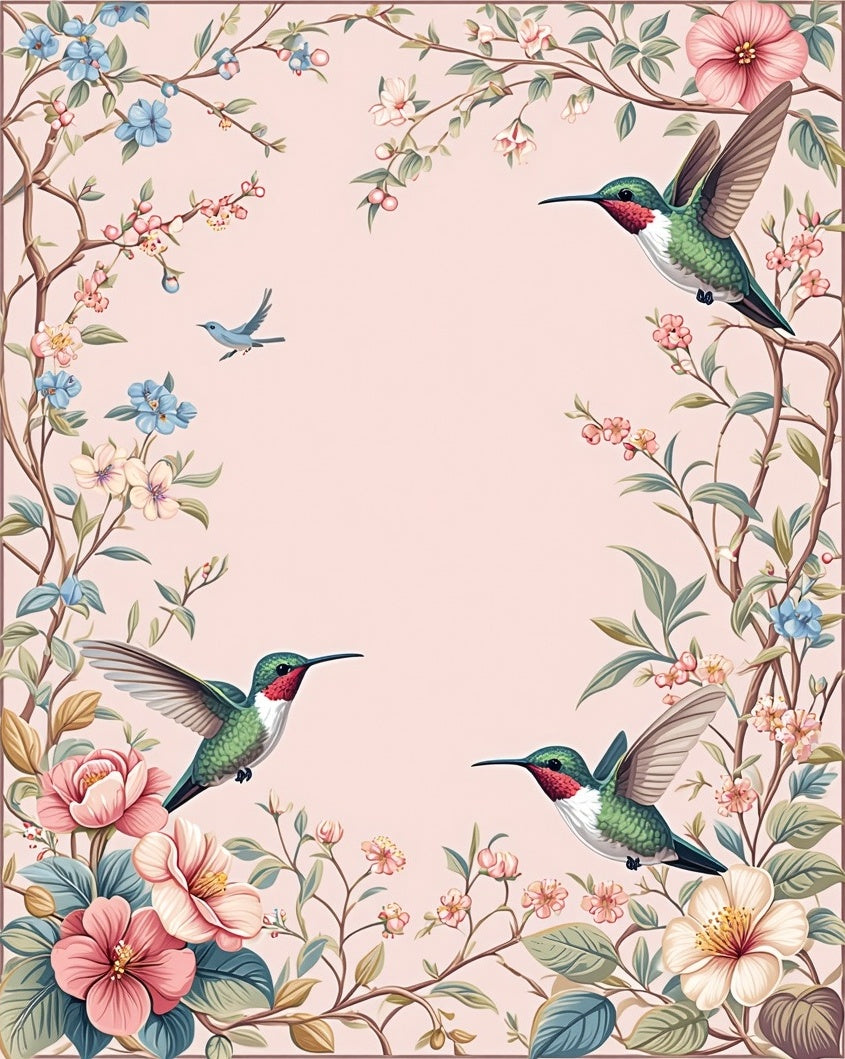 Hummingbird Floral Garden Pattern Rug