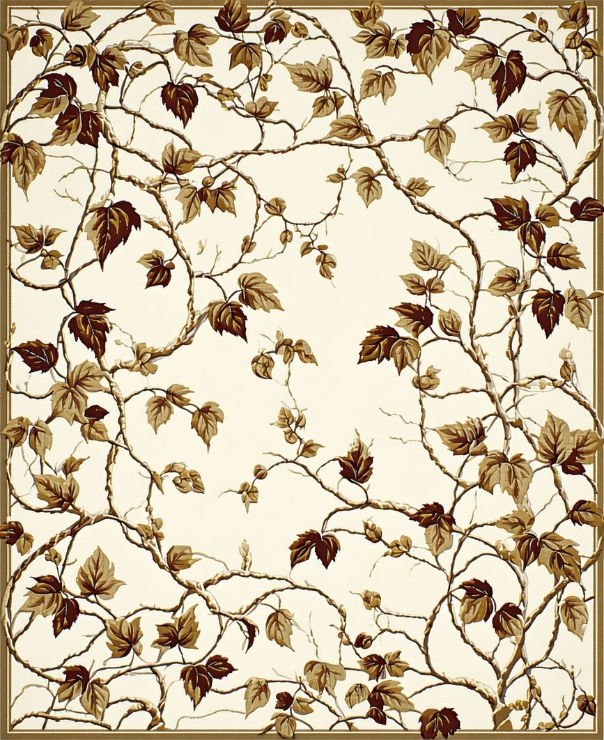 Vineyard Leaf Patterned Vintage Rug