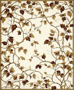 Vineyard Leaf Patterned Vintage Rug