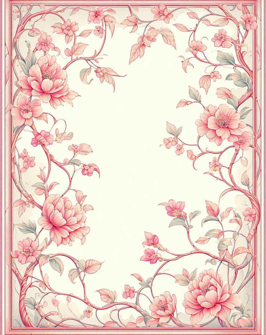 Enchanting Pink Floral Vine Design Rug