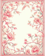 Enchanting Pink Floral Vine Design Rug
