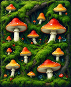Enchanted Forest Mushroom Pattern Rug