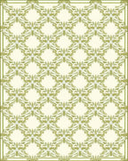 Subtle Green Leaf Patterned Design Rug