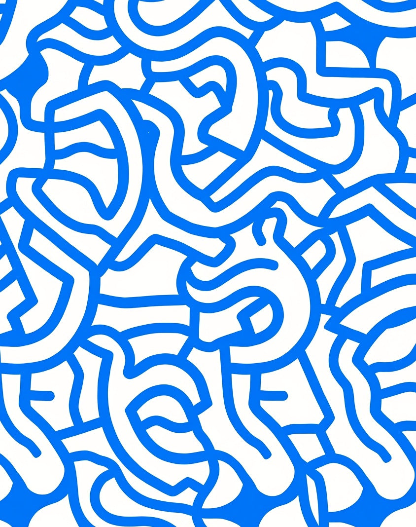 Blue Wavy Abstract Pattern Rug