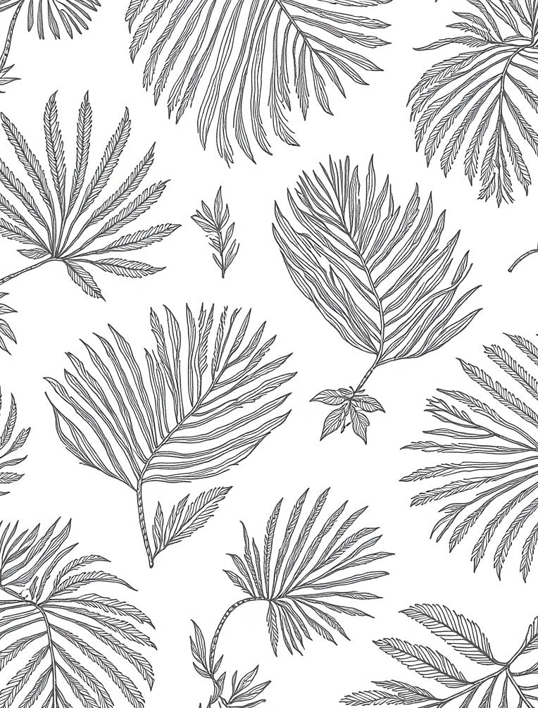 Leafy Botanical Line Drawing Area Rug