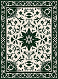 Dark Green Classic Floral Medallion Pattern Rug