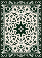 Dark Green Classic Floral Medallion Pattern Rug