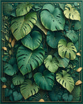 Lush Green Leafy Tropical Design Rug