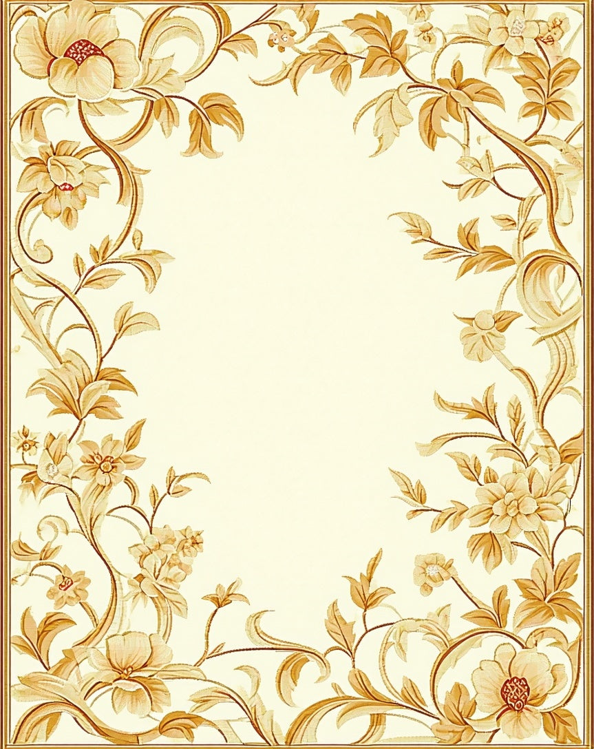Golden Floral Vine Classic Design Rug