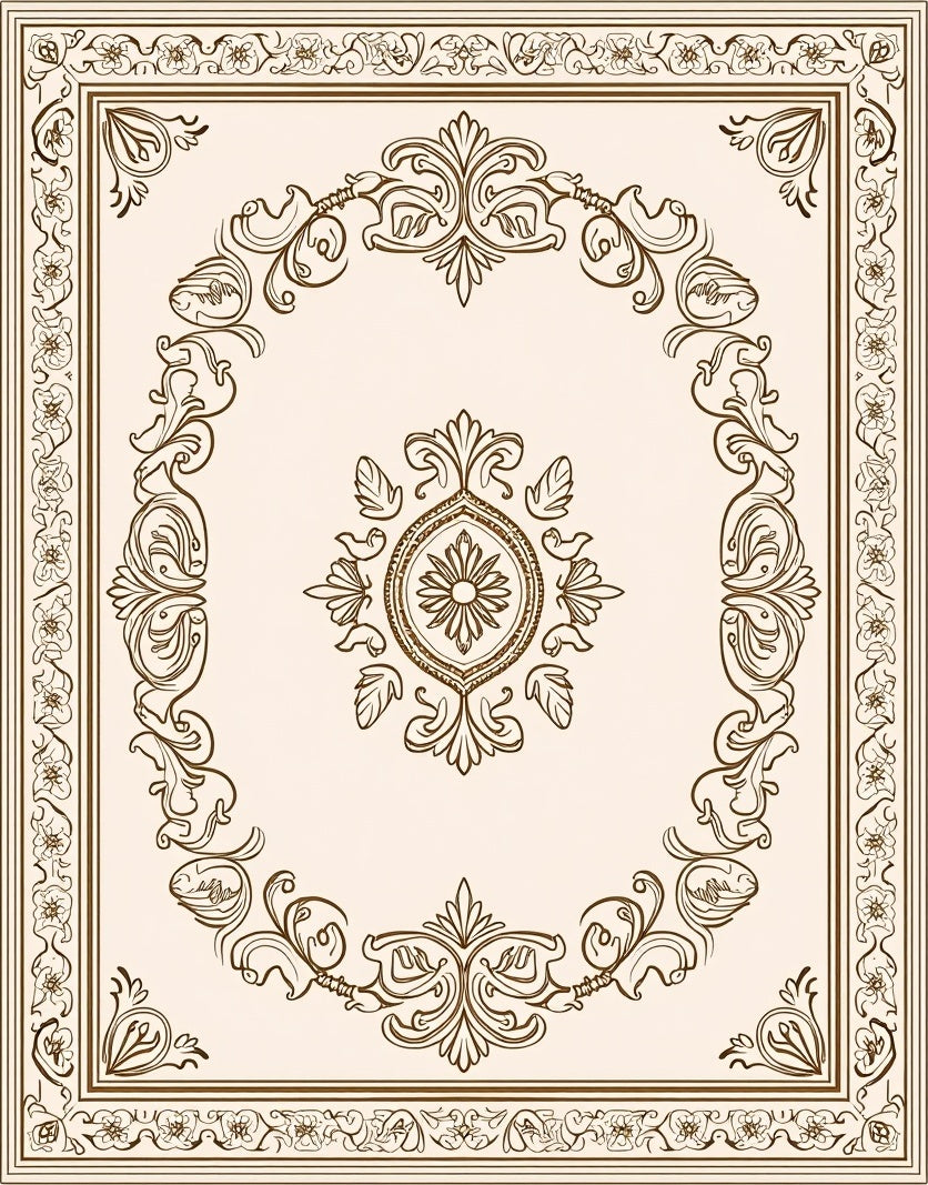 Ornate Floral Scrollwork Pattern Rug
