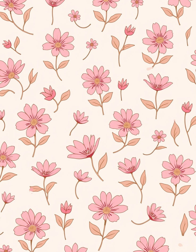 Retro Pink Daisy Floral Pattern Rug