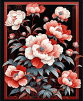 Bold Floral Print Red White Rug