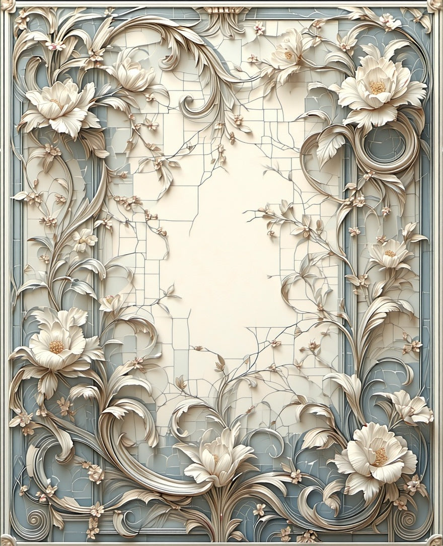 Elegant Floral Scrollwork Patterned Rug
