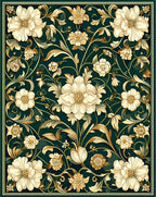 Gilded Floral Vine Pattern Design Rug