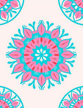 Pink Teal Mandala Inspired Pattern Rug