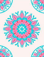 Pink Teal Mandala Inspired Pattern Rug