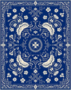 Royal Blue Floral Elegance Pattern Rug