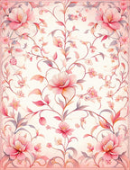 Delicate Pink Floral Vines Pattern Rug