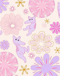 Playful Purple Animal Flower Pattern Rug