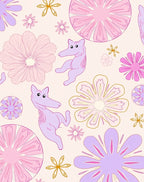 Playful Purple Animal Flower Pattern Rug