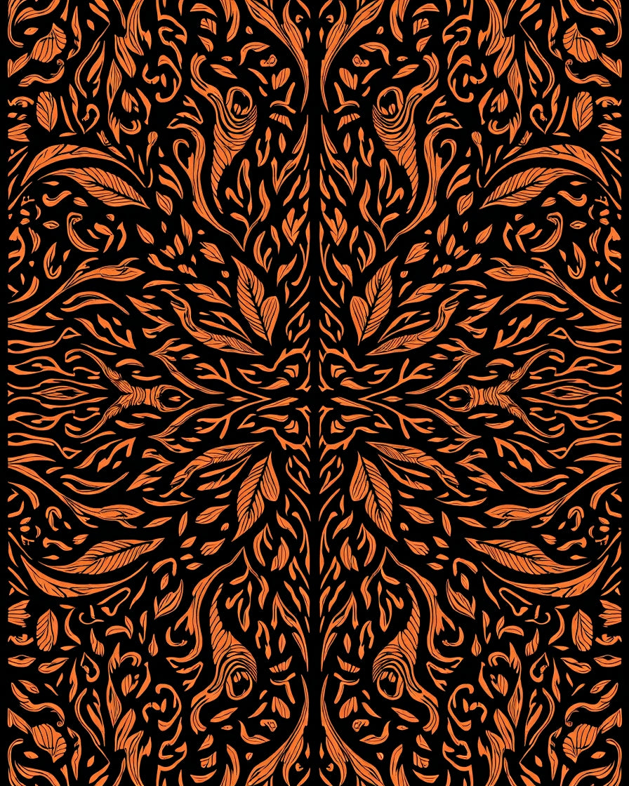 Orange Abstract Swirls Pattern Rug