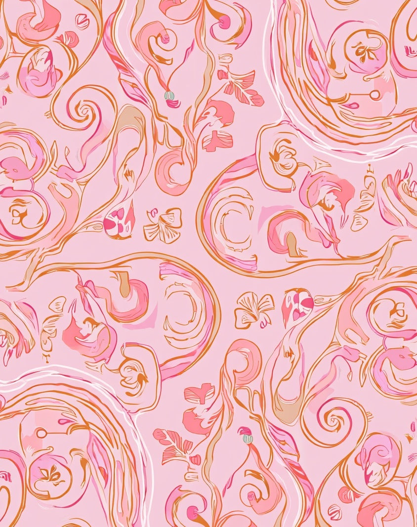 Pink Floral Swirls Pattern Rug