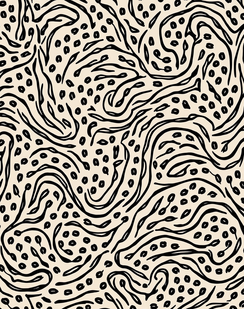 Abstract Organic Swirls Line Art Pattern Rug