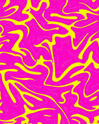 Vibrant Pink Yellow Swirl Pattern Rug