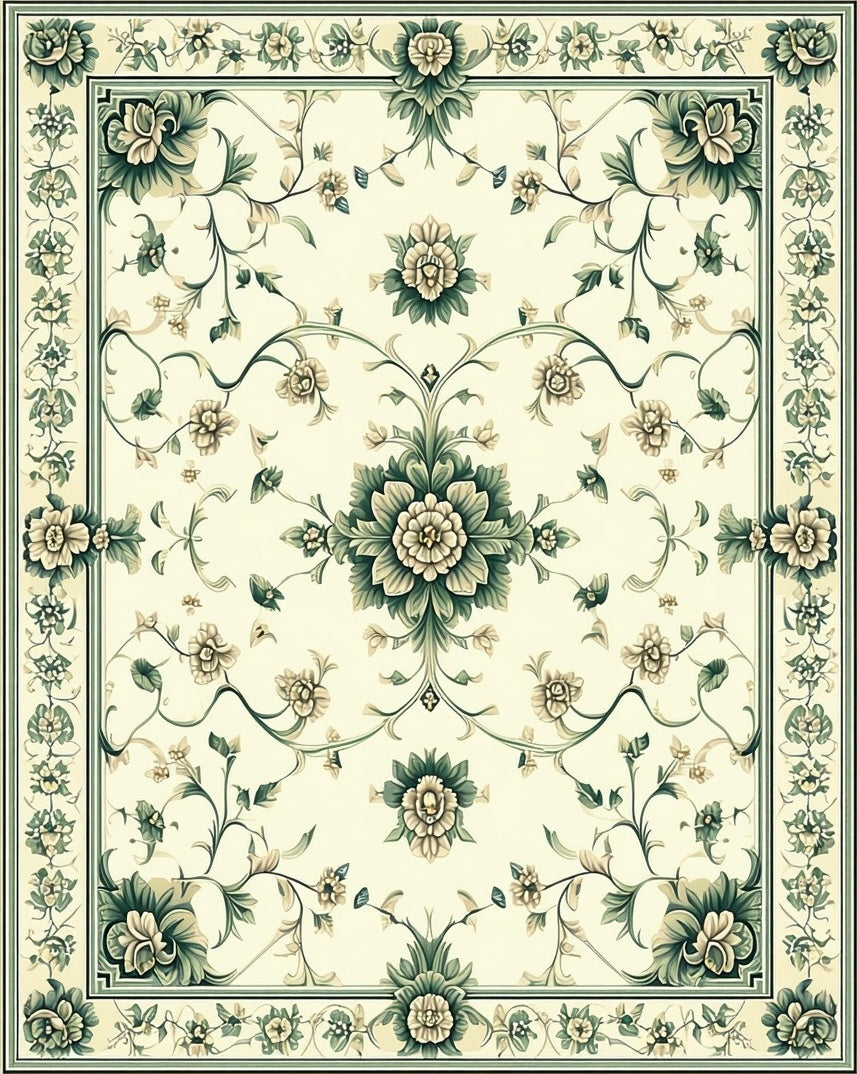 Vintage Floral Vine Garden Design Rug