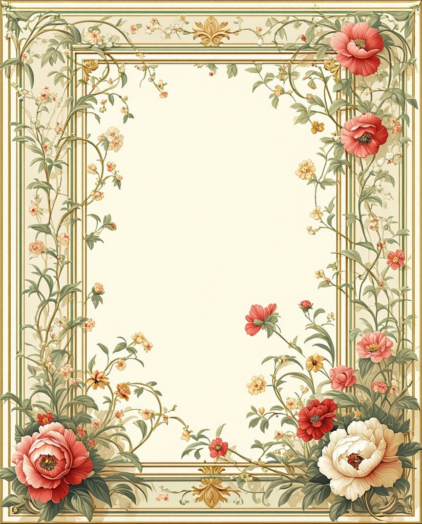 Floral Botanical Vines with Borders Rug