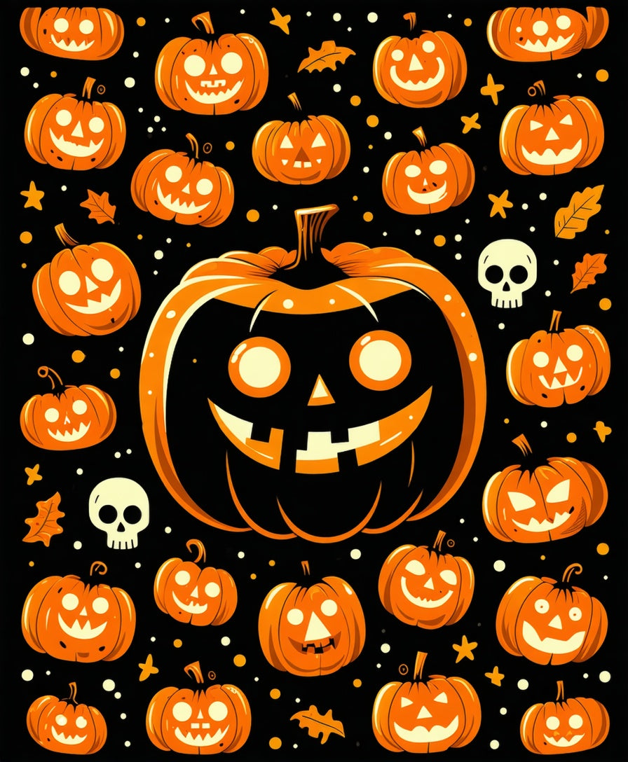 Halloween Carved Pumpkin Pattern Rug