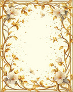 Elegant Floral Butterfly Gold Border Rug