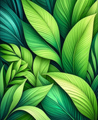 Lush Green Tropical Leaf Pattern Rug
