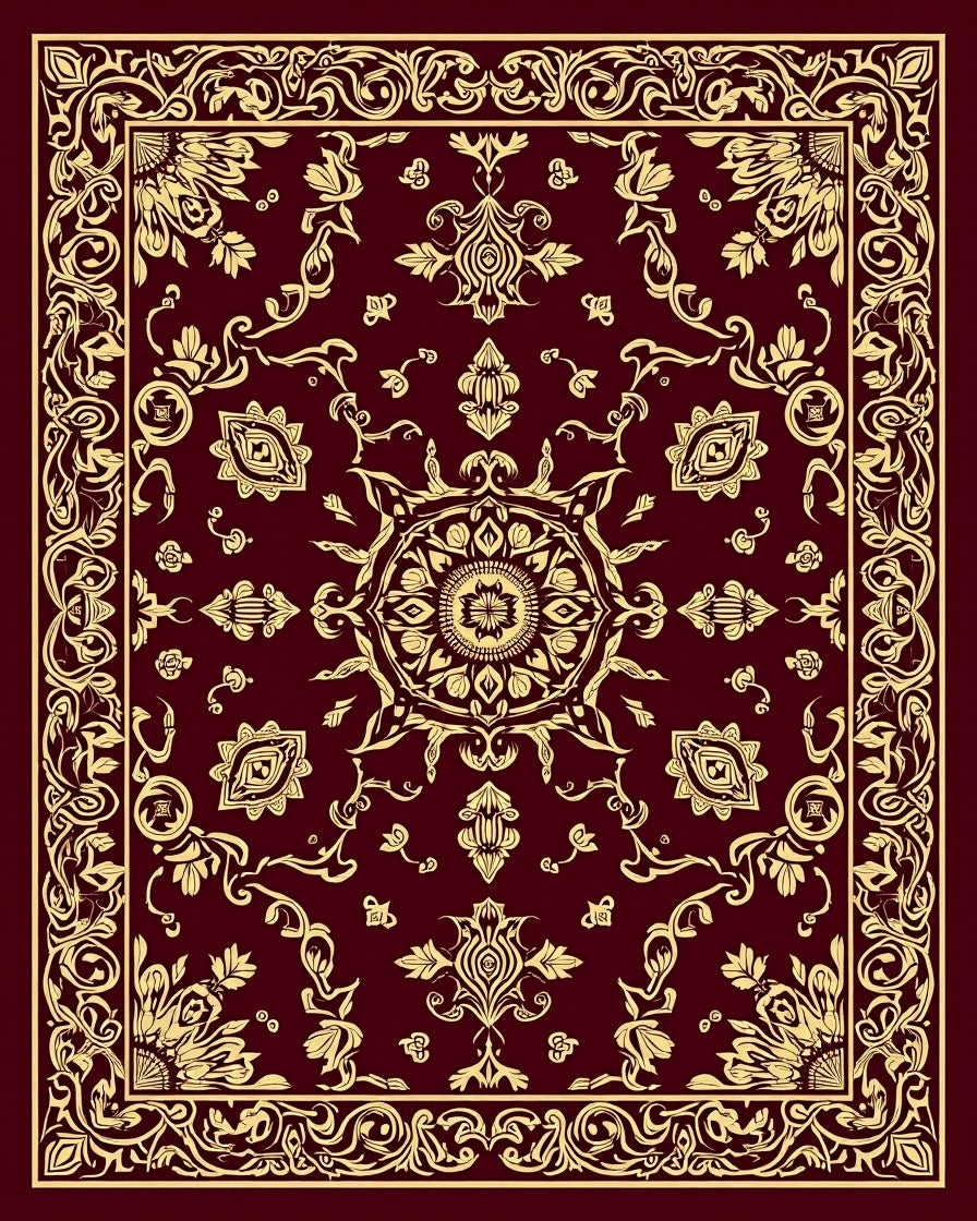 Elegant Floral Mandala Pattern Rug