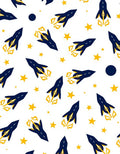 Dark Blue Rocket Ship Starscape Rug