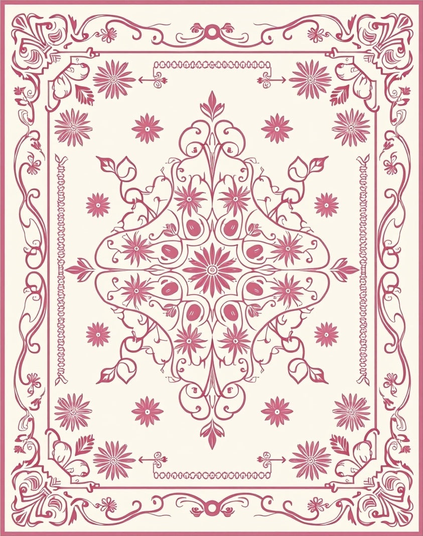 Floral Bandana Inspired Outline Art Rug