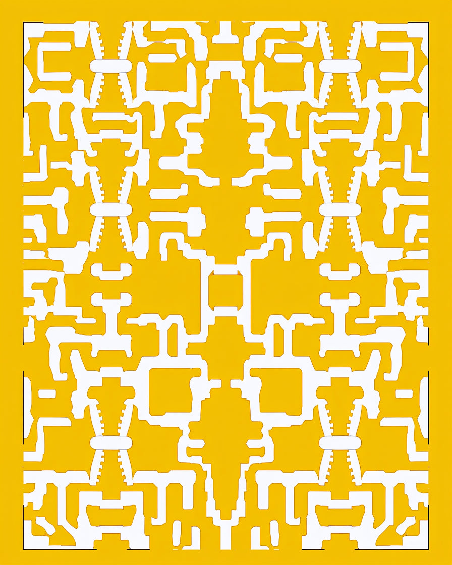 Yellow and White Geometric Tessellation Pattern Rug