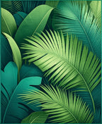 Lush Green Tropical Leaf Pattern Rug