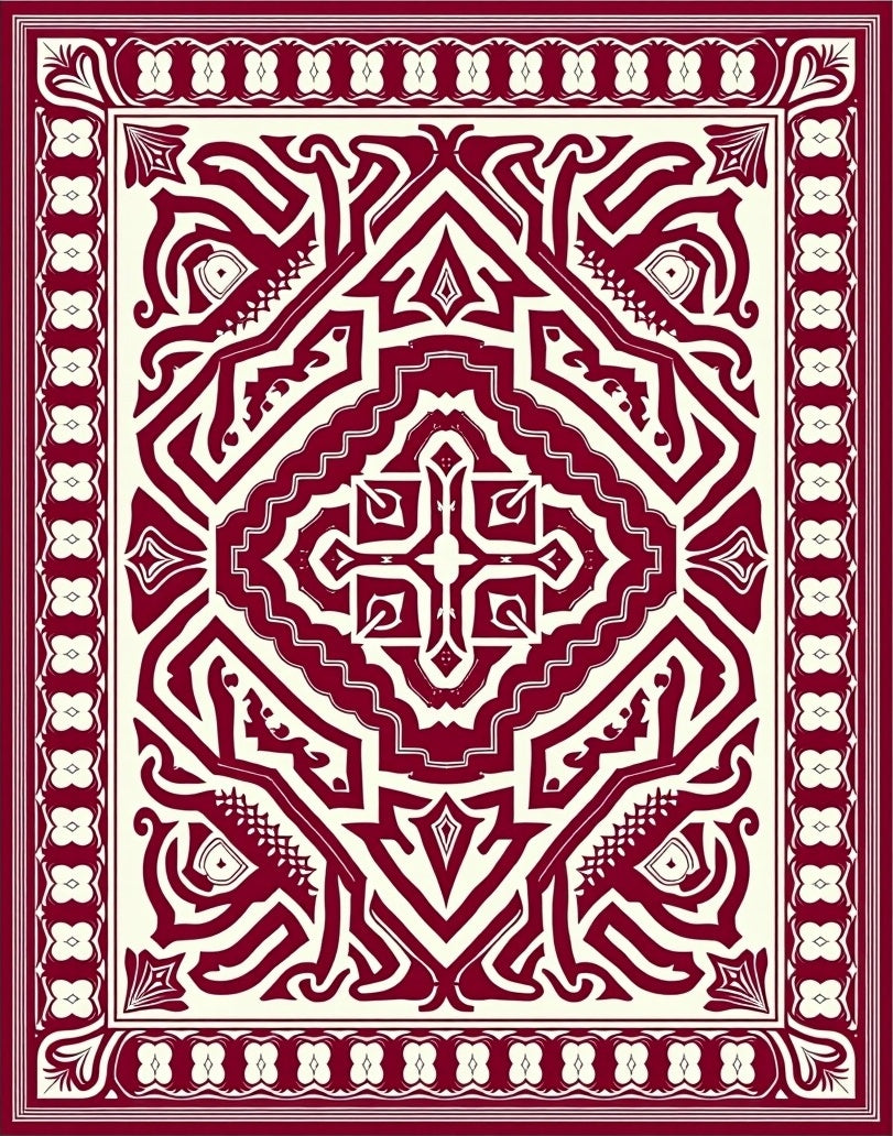 Crimson Ivory Ornate medallion Rug