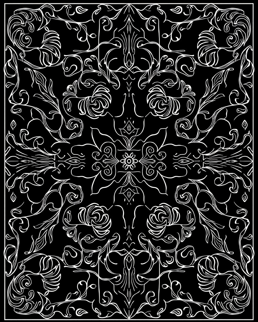 Elegant White Swirls Floral Design Rug