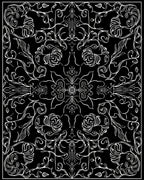 Elegant White Swirls Floral Design Rug