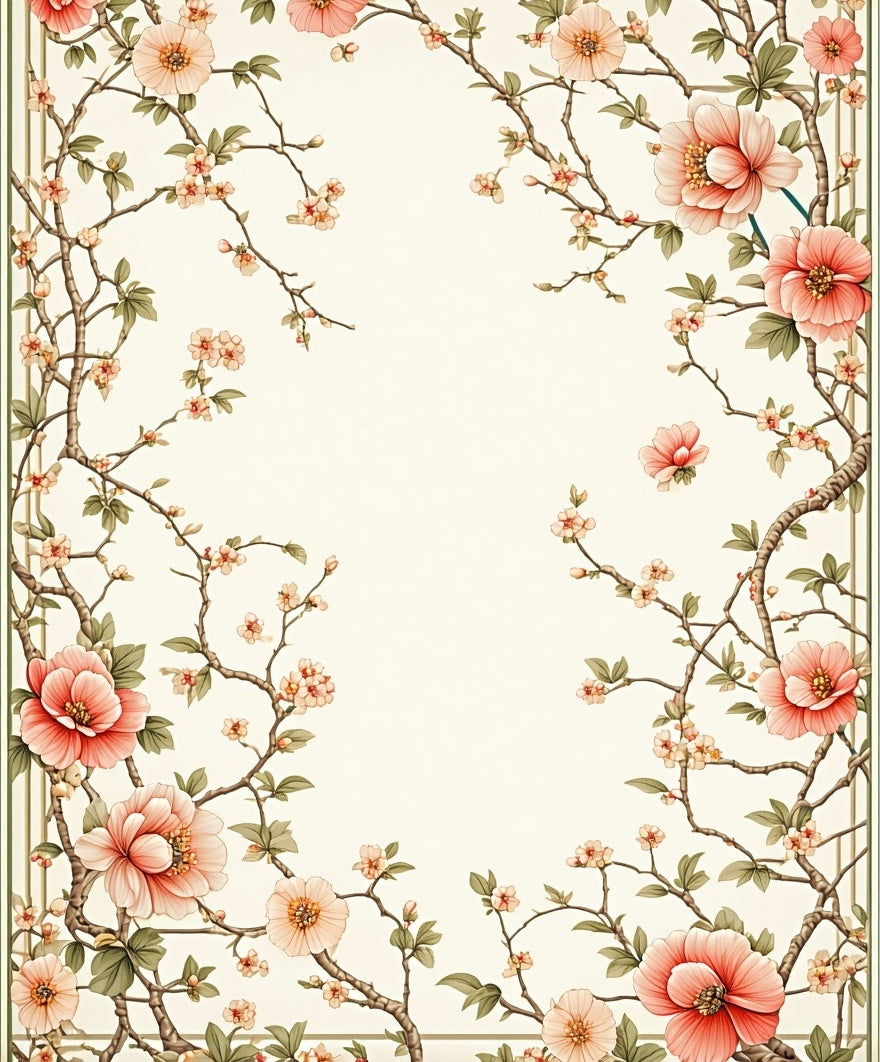 Vintage Floral Branches Pattern Rug
