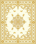 Golden Ornate Mandala Pattern Rug