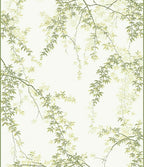 Elegant Green Willow Branch Pattern Rug