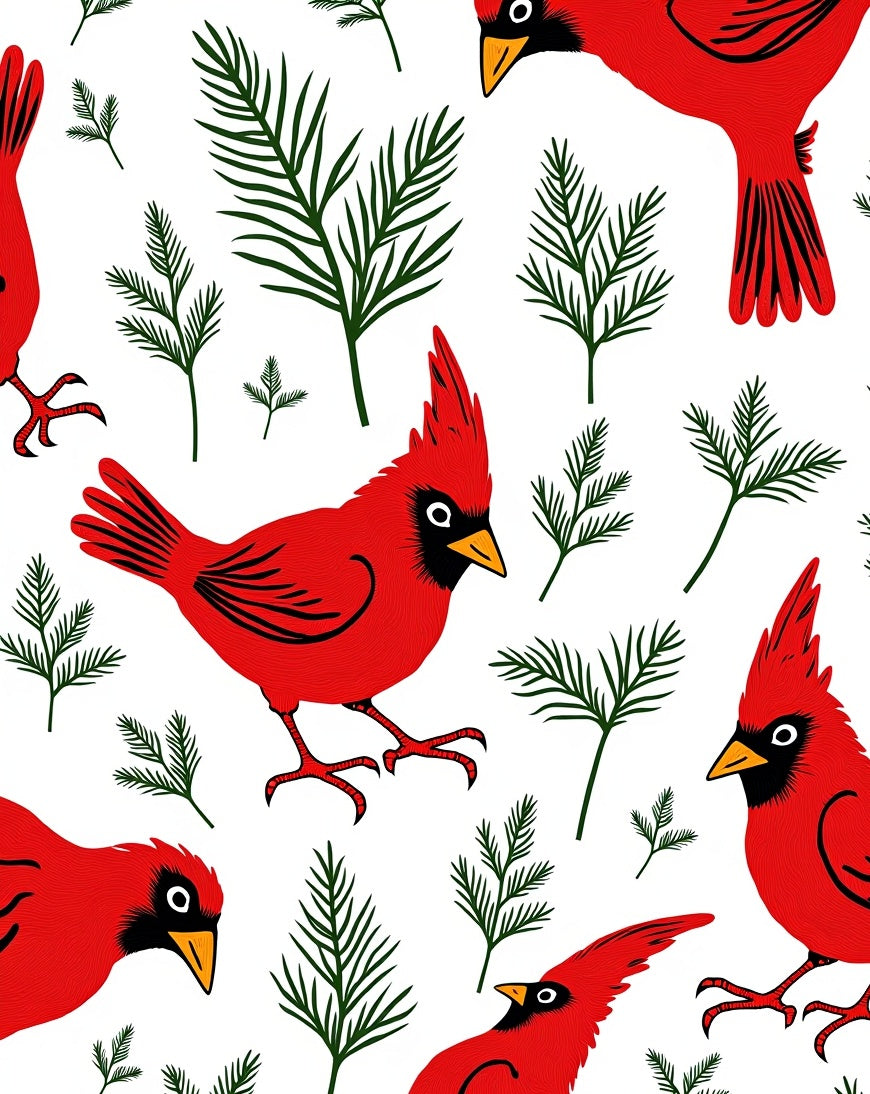 Vibrant Red Cardinal Foliage Artwork Rug