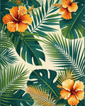 Tropical Hibiscus Leaf Pattern Rug