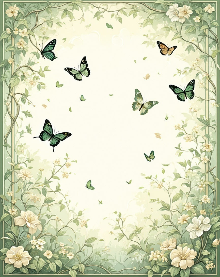 Whimsical Butterfly Floral Garden Design Rug