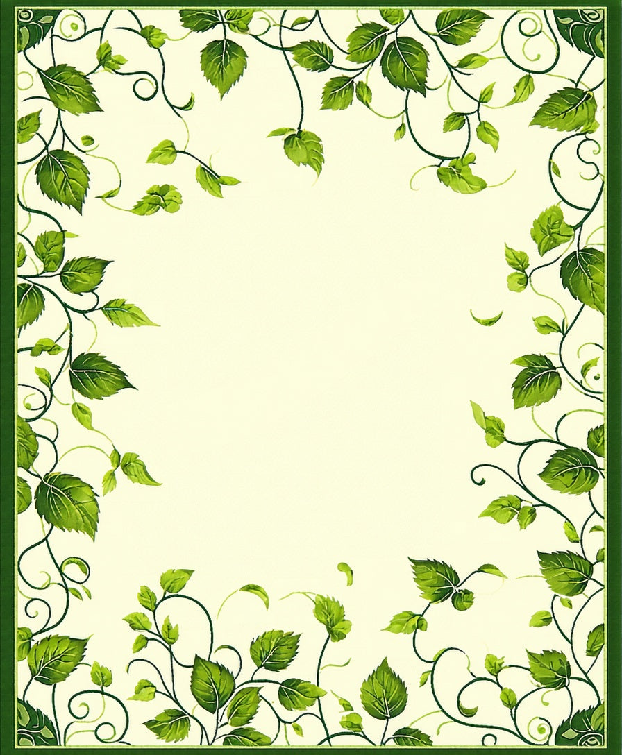 Vibrant Green Leafy Vine Swirl Rug