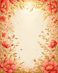 Elegant Coral And Gold Floral Design Rug